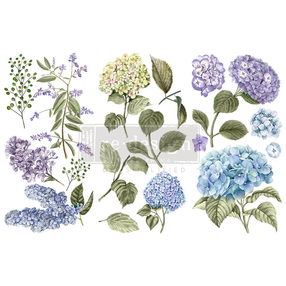 Redesign Decor Transfers® – MYSTIC HYDRANGEA – 3 Sheets, 6″X12″