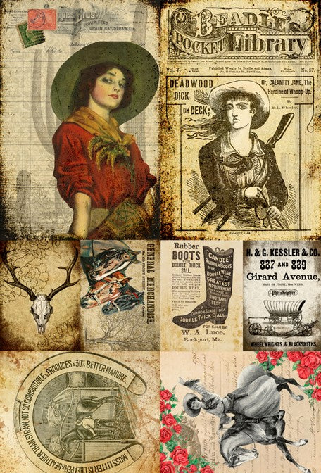 Cowgirl Project Blocks - Roycycled Decoupage Paper